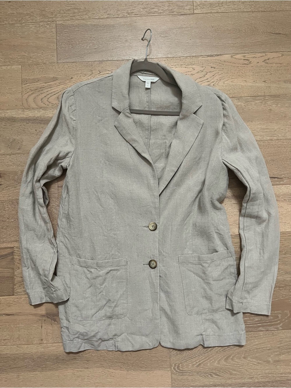 Garnet Hill Linen Blend Taupe Blazer Jacket